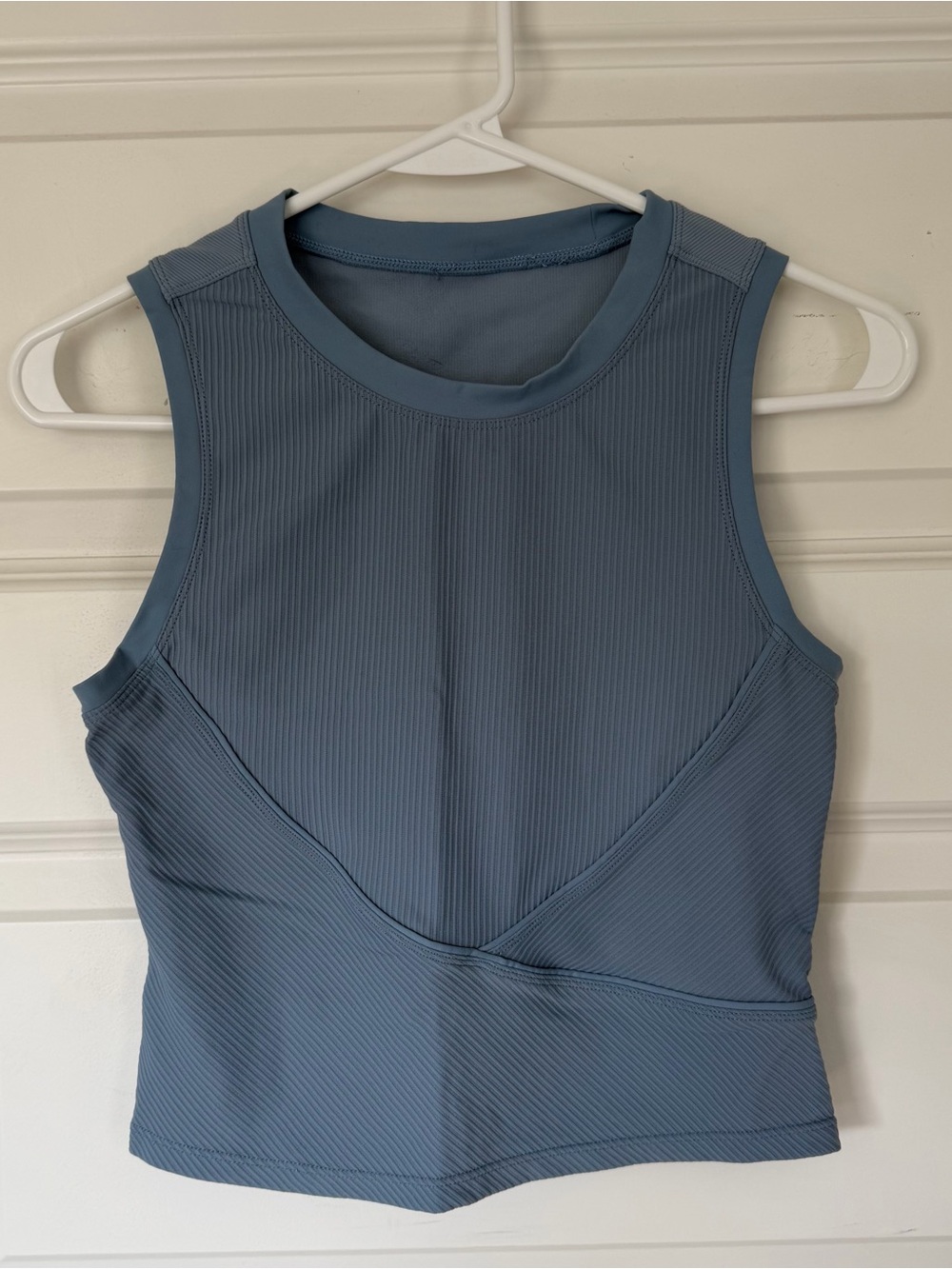 One Sleeveless Ribbed Crop Tank — Dusty Blue
